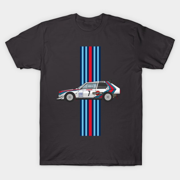 Lancia Delta S2 - Martini Racing Rally Car Illustration T-Shirt by Burro Wheel